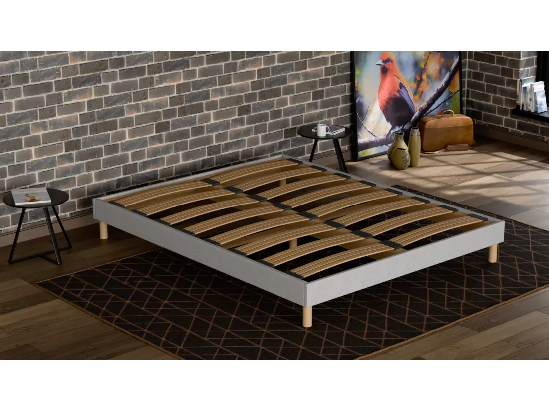 Sommier à Latte 90x200 cm - Bois Épicéa Structure Solide et Durable Haute Qualité - Gris Clair - Silencieux, Confortable et Résistant - Douce Lune