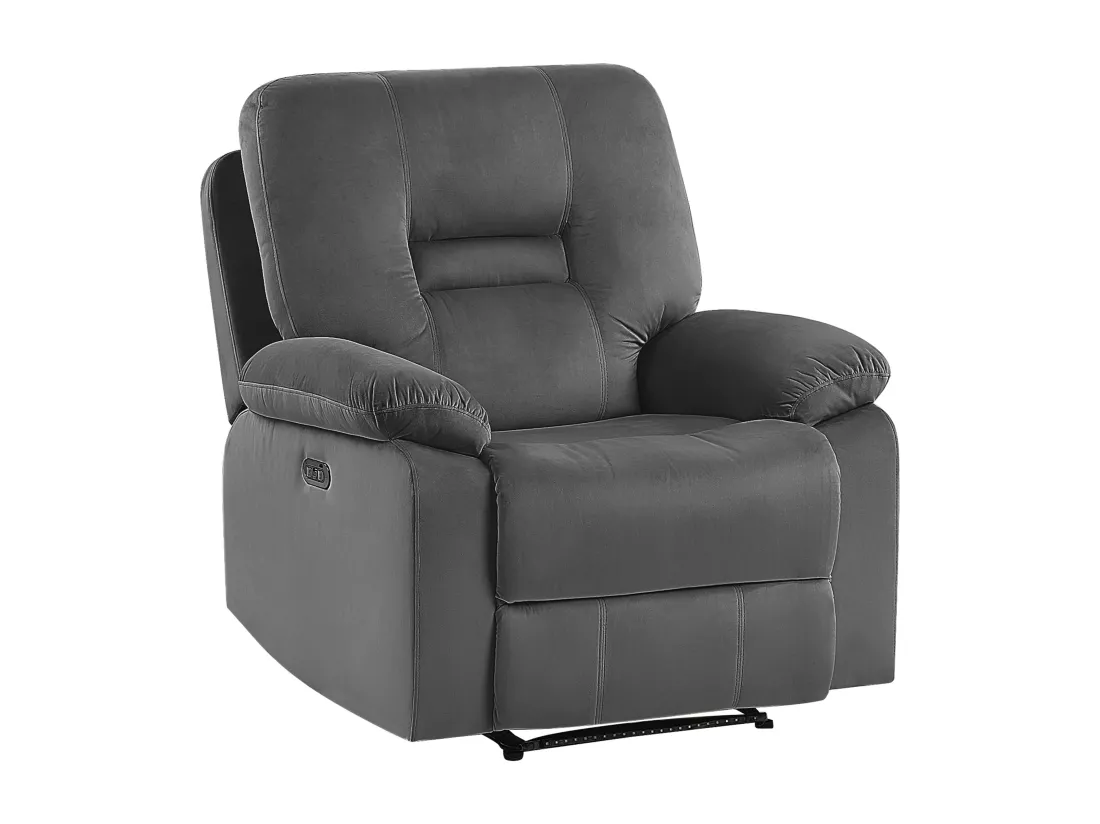 Fauteuil inclinable électrique BERGEN LED Velours Gris foncé