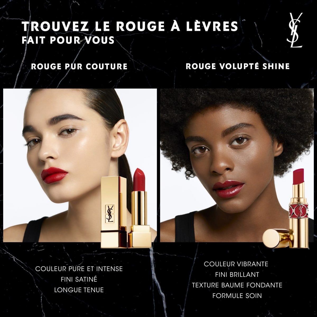 YVES SAINT LAURENT Rouge Pur Couture Rouge à Lèvres Satiné Longue Tenue et Confort