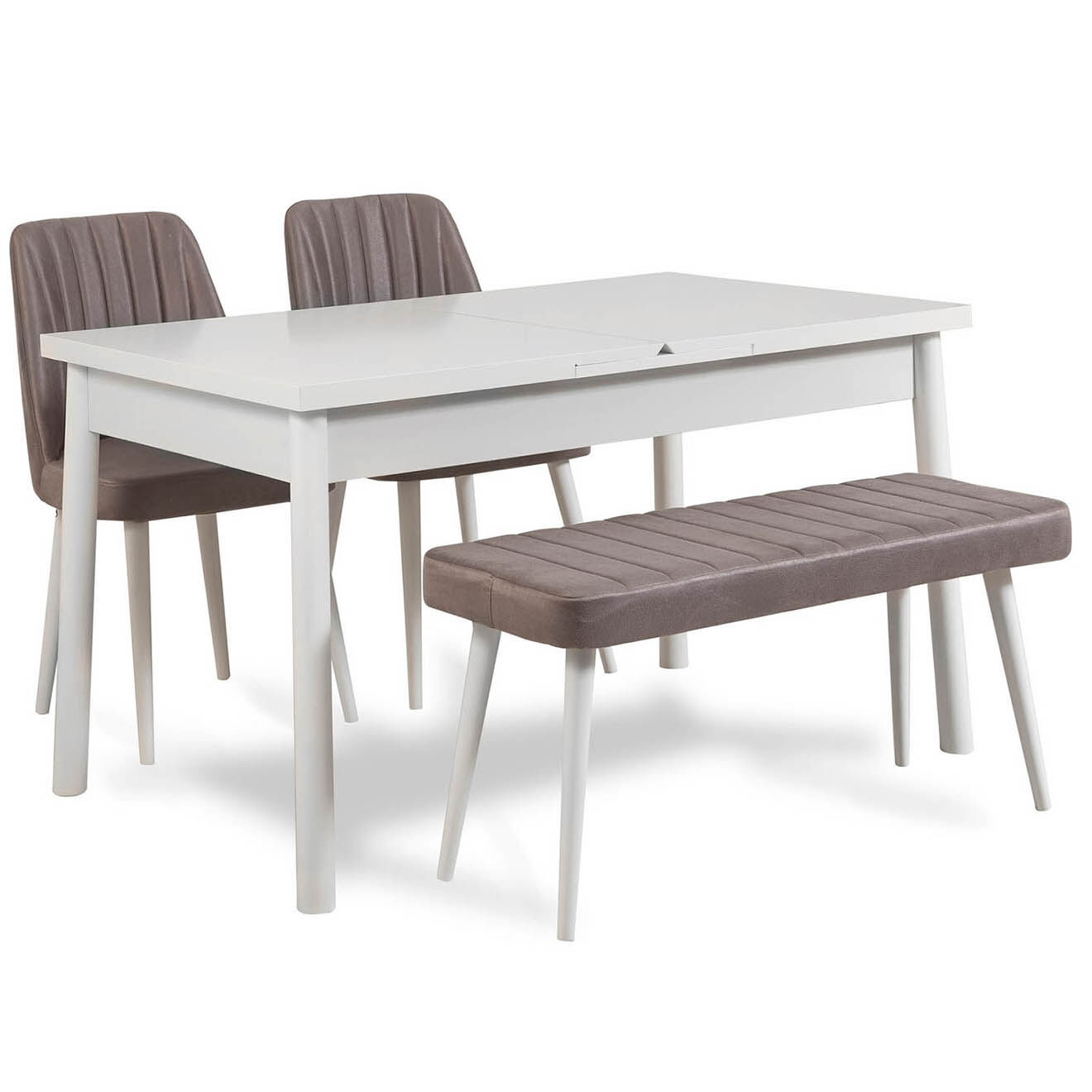 Homitis Table + 2 Chaises + Banc Santiago 0701 blanc/gris