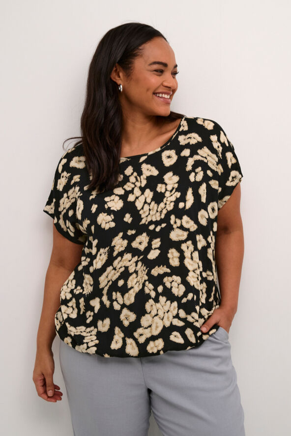 Kaffe Curve KCbella Stanley Blouse Black/sand leo print