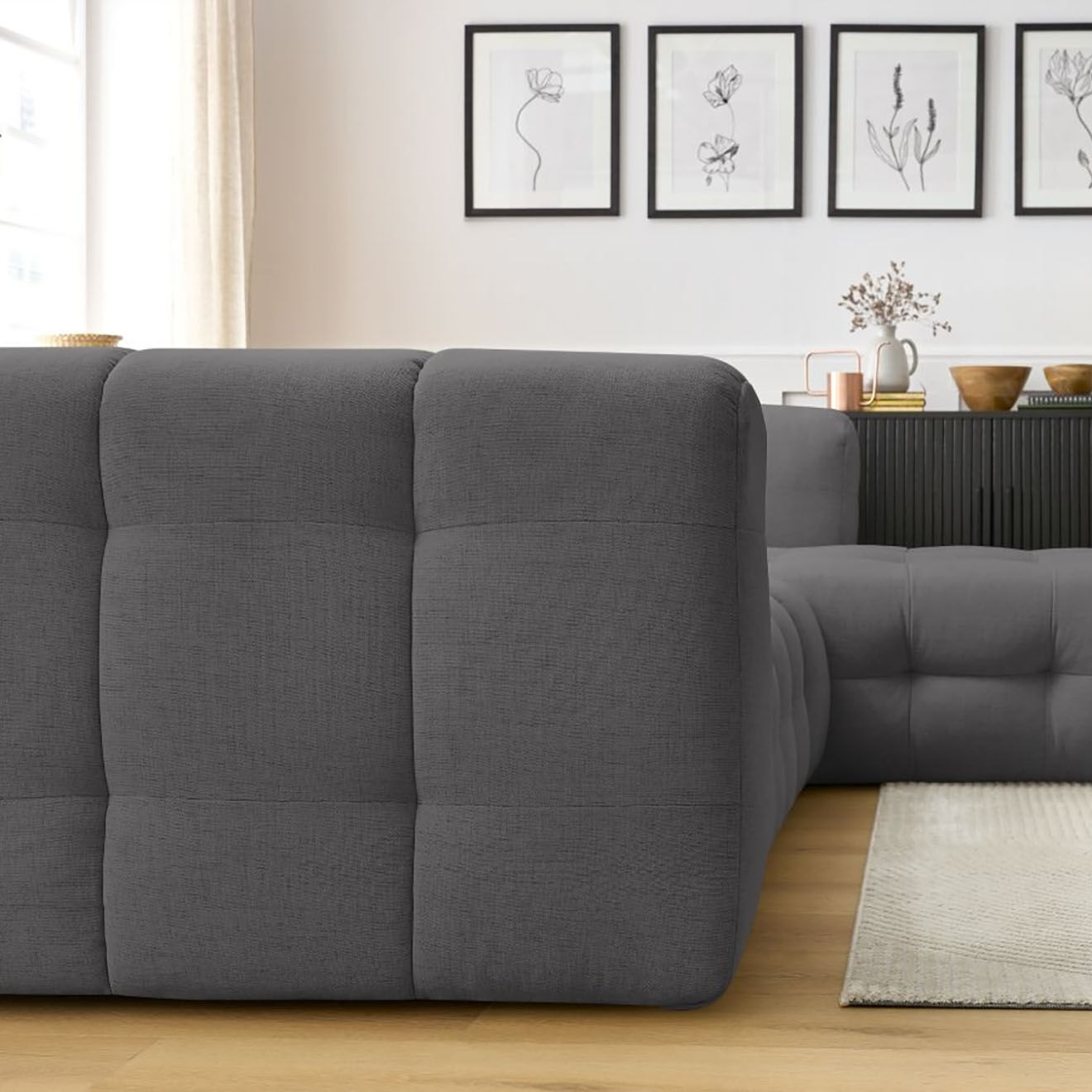 Bobochic Canapé d'angle droit cloud gris foncé - 288x184x75 cm