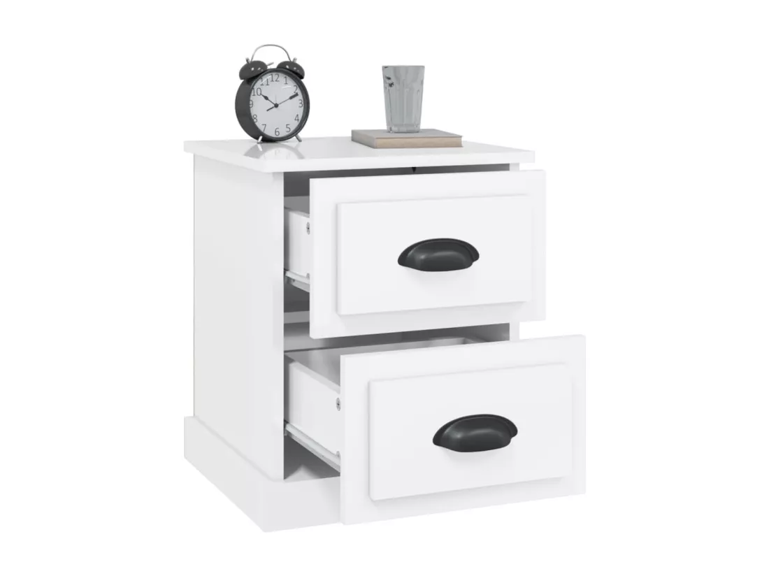 Table de chevet blanc brillant 39x39x47,5 cm Bois d’ingénierie