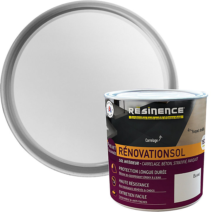 Résine de rénovation sol bi composante époxy Résinence blanc 300ml