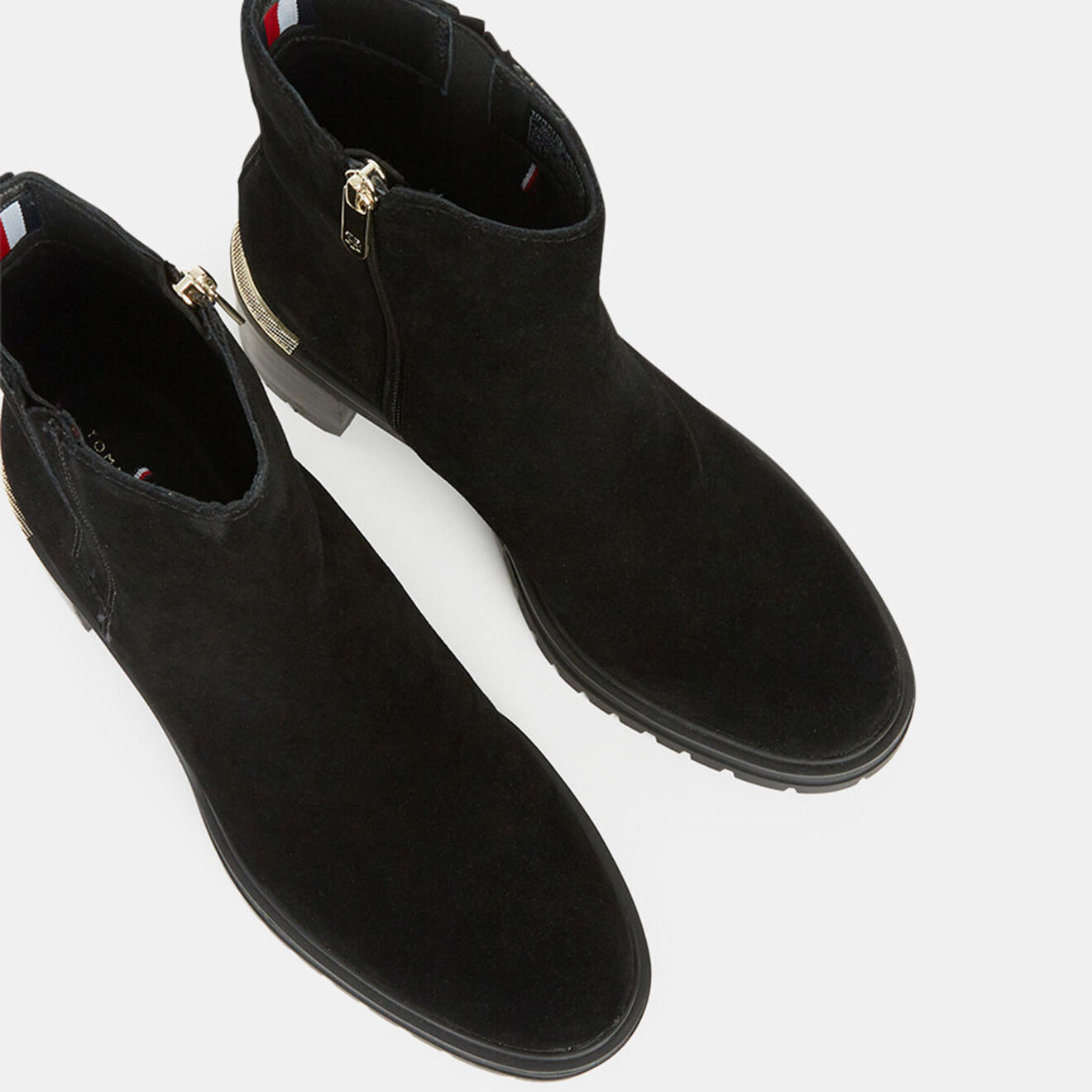 Tommy Hilfiger Bottines en Velours de Cuir Tl noires - Talon 6,5 cm
