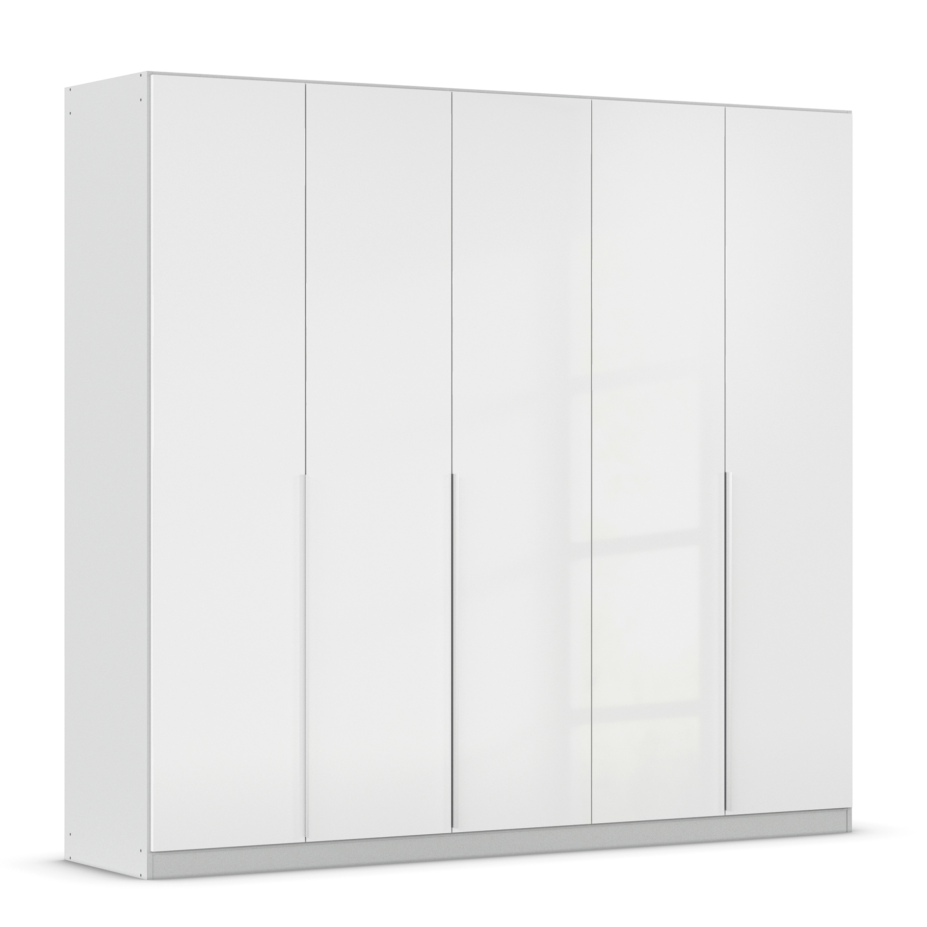 Drehtürenschrank - weiß Hochglanz-seidengrau - 5-türig - 226x210 cm