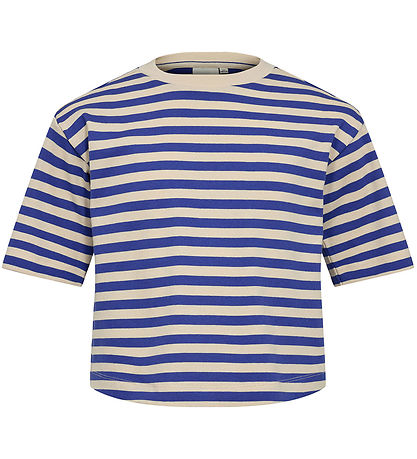 Sofie Schnoor Mädchen-T-Shirt - Rib - Blau/Creme Gestreift