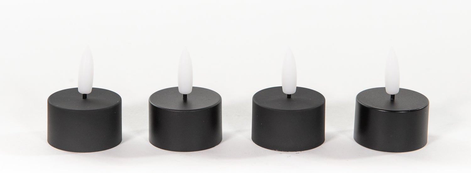 Anna's Collection LED waxinelicht zwart D 3,8 H 5 cm 4 stuks