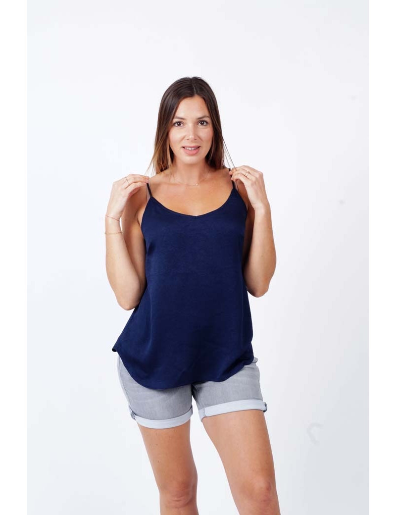 SEE U SOON TOP FINES BRETELLES LUREX NAVY