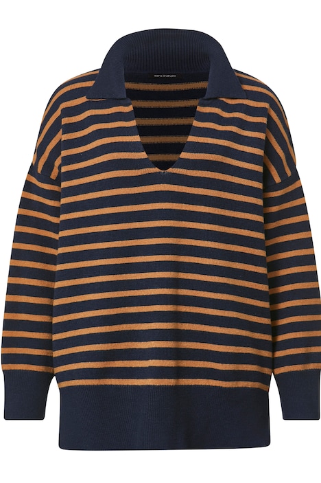 Pullover, oversized, Ringel, Polokragen, Langarm
