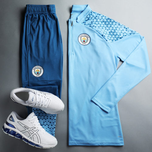 Sweat Col Zippé Manchester City 772858 Bleu Clair