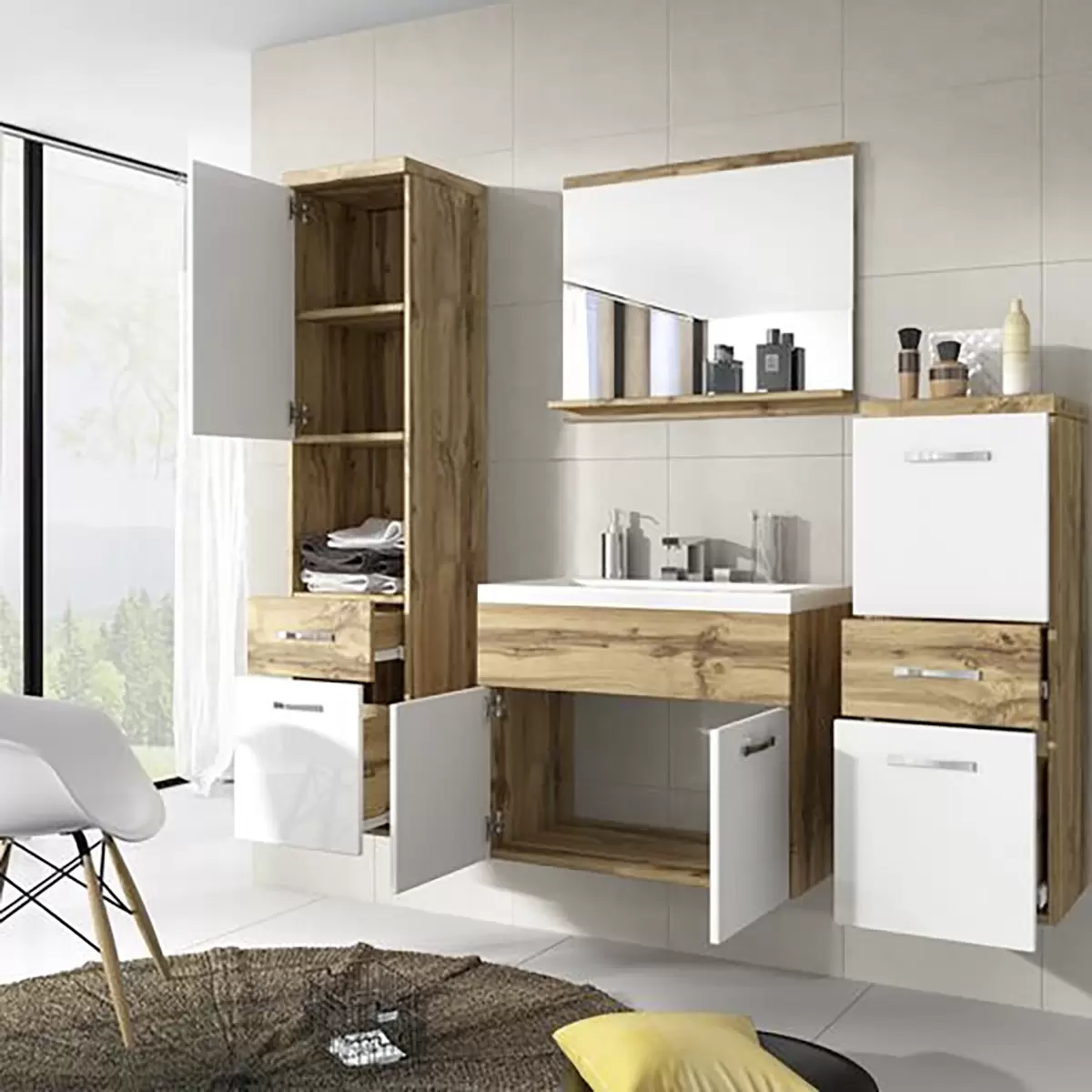 Badezimmer Alba Eiche,weiss