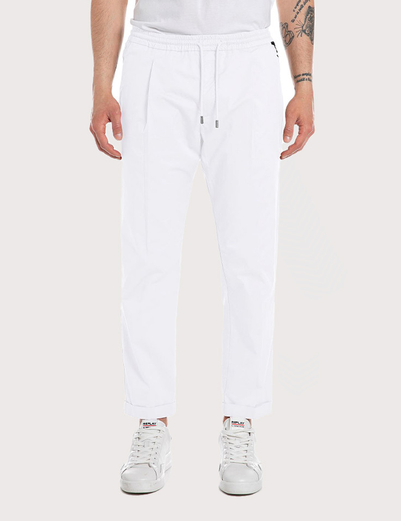 REPLAY PANTALON HOMME CORDON DÉCONTRACTÉ BLANC