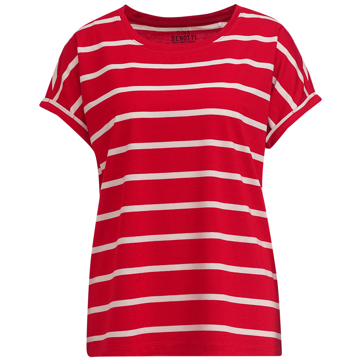 Gina Benotti Damen T-Shirt mit Streifen rot / weiss