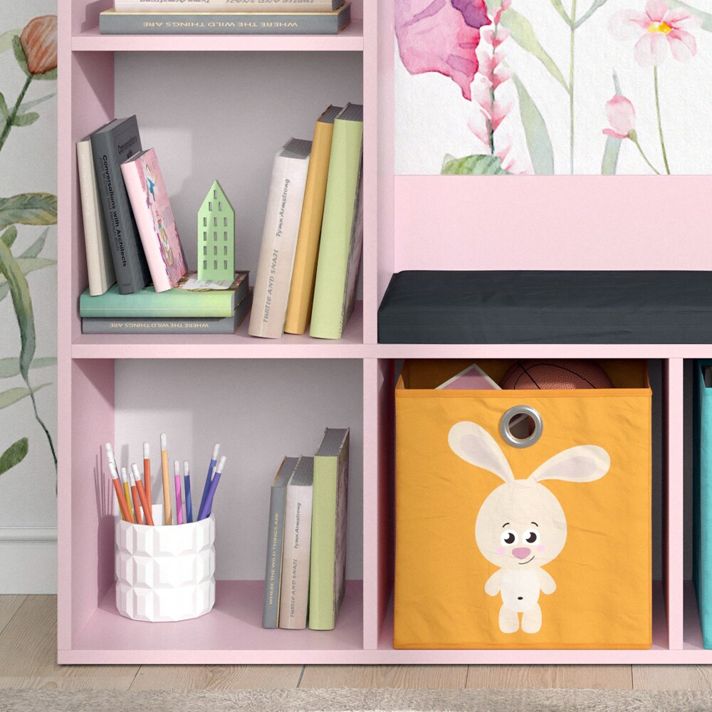 Vicco Regal mit Sitzbank Luigi 107 x 88 cm, Rosa, Kinderzimmer, mit 2 Faltboxen