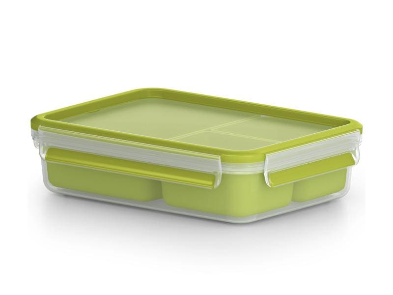 Emsa Lunchbox Clip & Go 1.2 l, Grün Snackbox mit Einsätzen