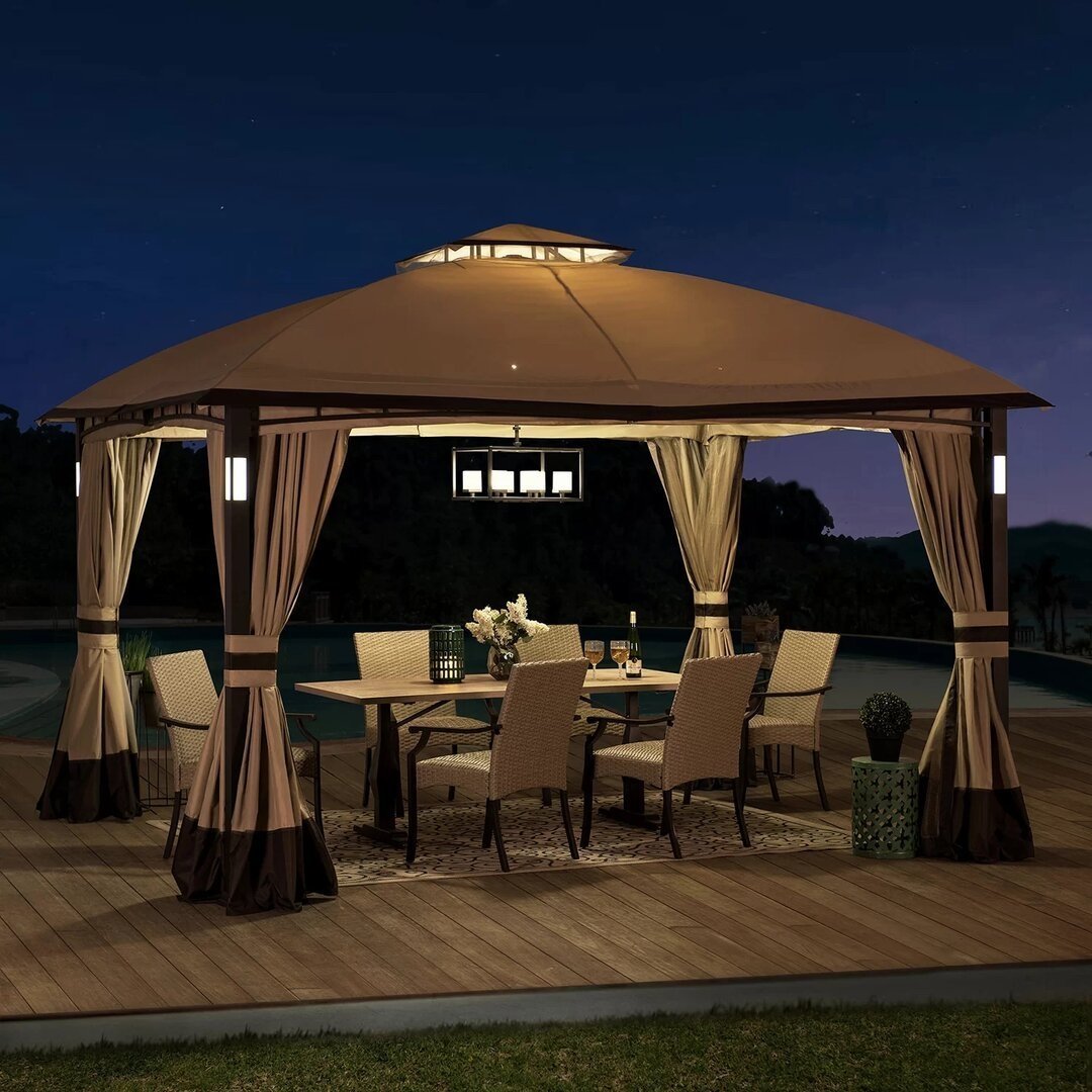 Gazebo de aço para pátio Moorehead, 3,65 m de largura x 3 m de profundidade