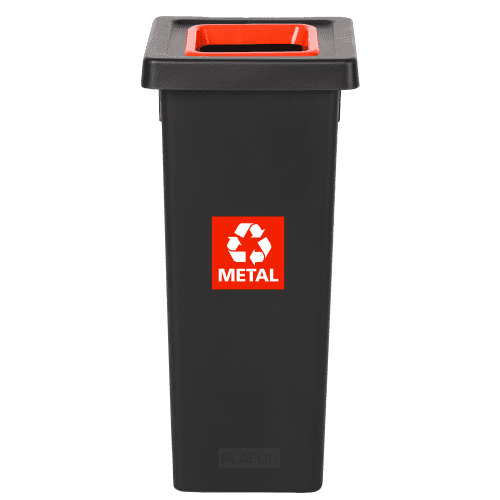 Poubelle PP recyclé Fit avec insert Ecogreen 50L noir/rouge Tampel