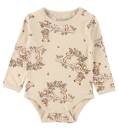 Fixoni Strampler m. Body l/ä - Sheer Bliss/Beige m. Bären