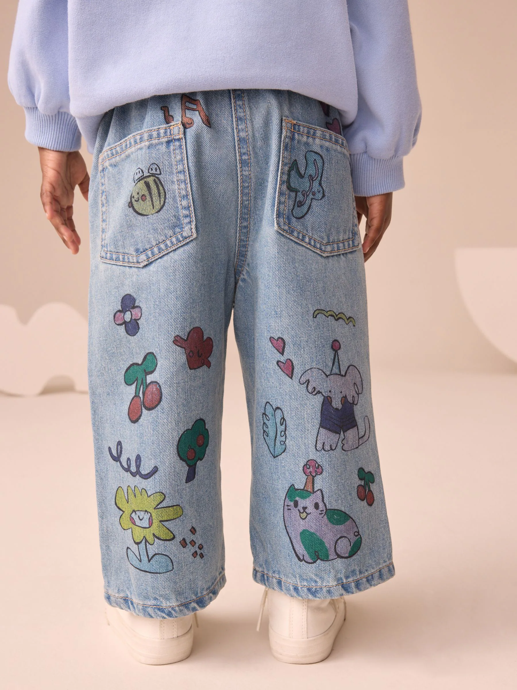Denim - Jeans met print van figuurtjes (3mnd-7jr)