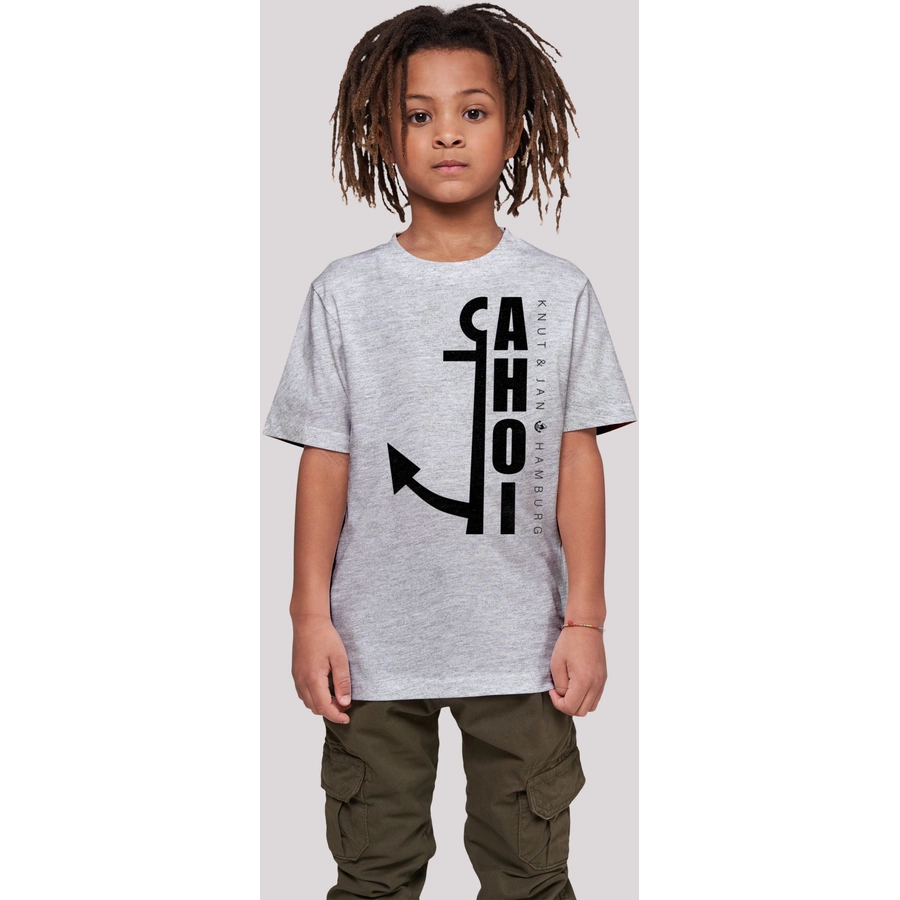 F4NT4STIC T-Shirt Ahoi Anker Crop Knut & Jan Hamburg heather grey