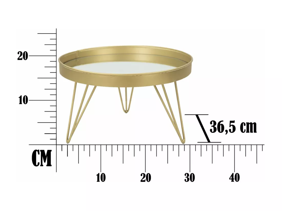 Porte-objet en métal doré avec plateau miroir Ø 31x18 cm