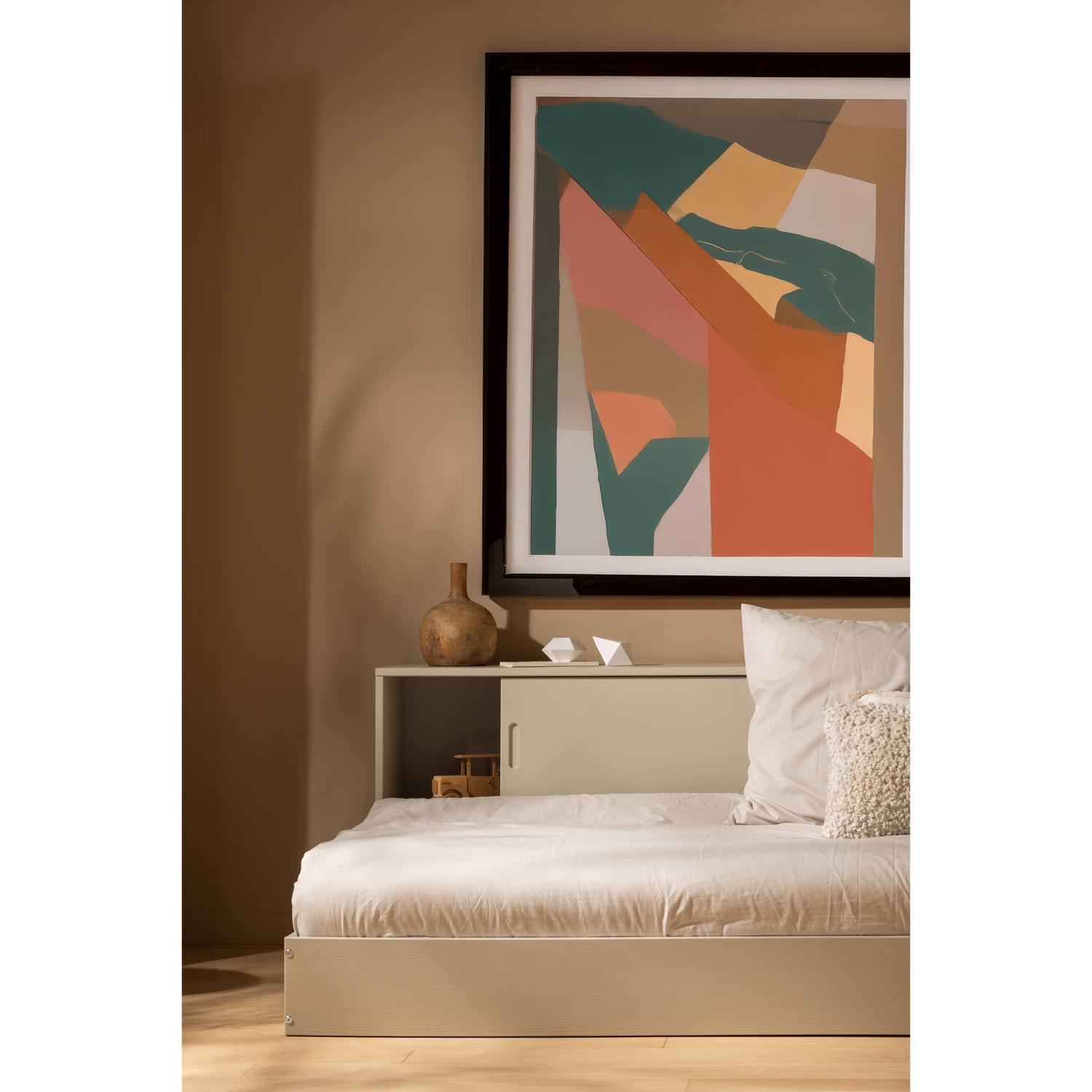 WOOOD Carter Bed - Grenenhout - Dust|Beige - 90x200