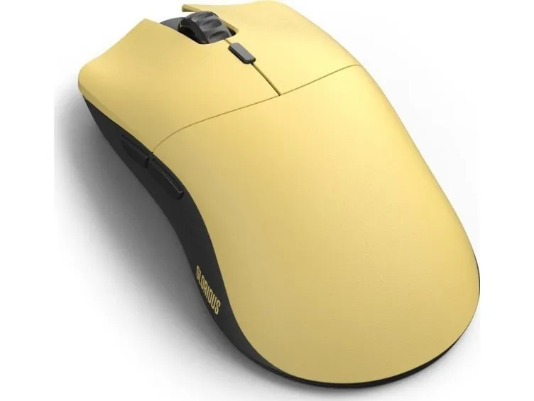 Glorious PC Gaming Race Model O PRO, Højre hånd, Optisk, RF trådløst, 19000 dpi, 1 ms, Gul