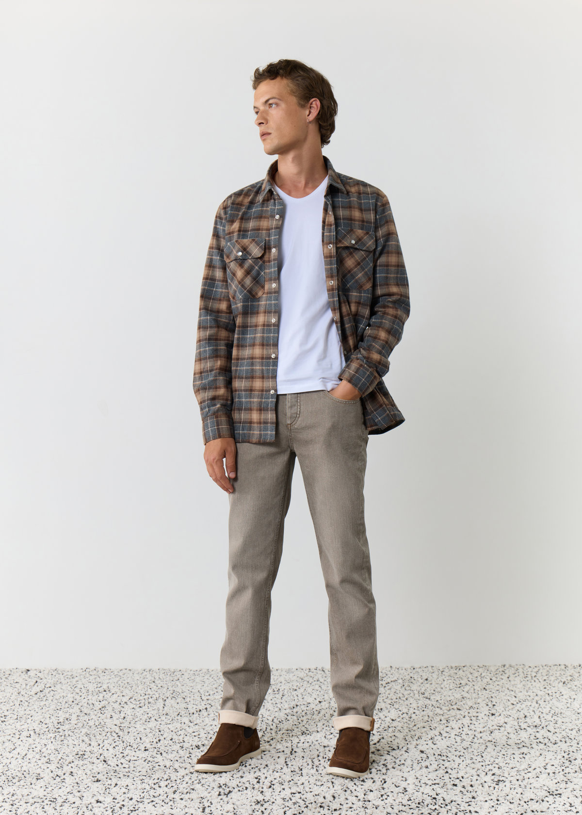 Jean skinny en coton stretch taupe