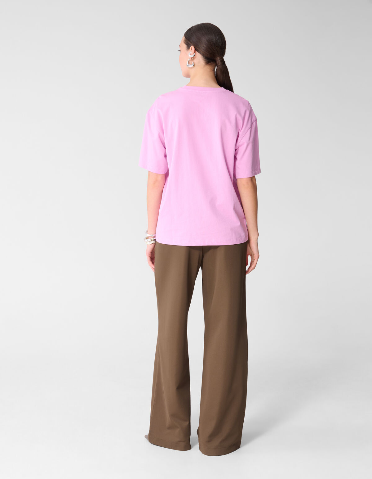 Basic Wide Leg Fit Broek Bruin