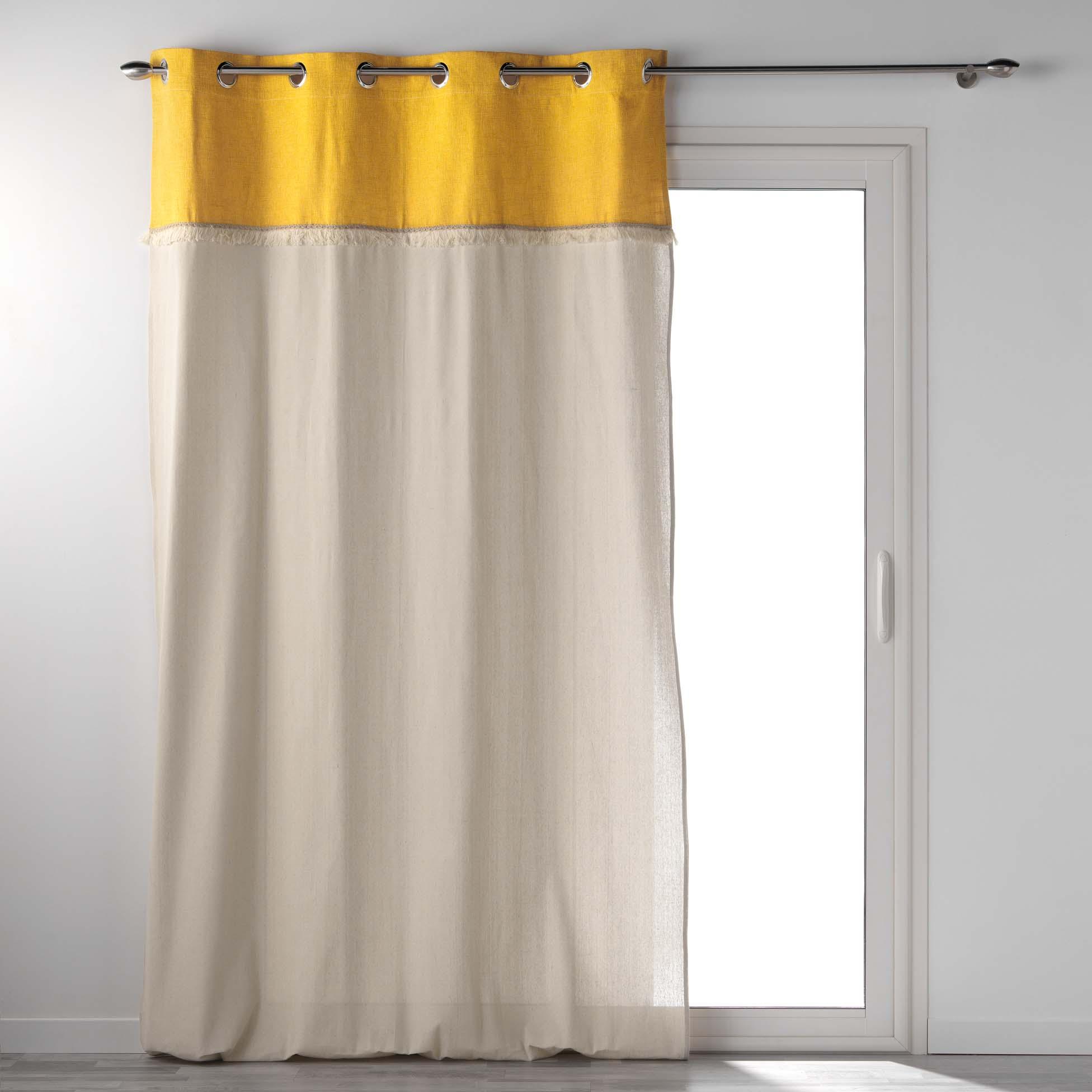 RIDEAU OEILLET 140X240CM FRANGES CANCUN JAUNE
