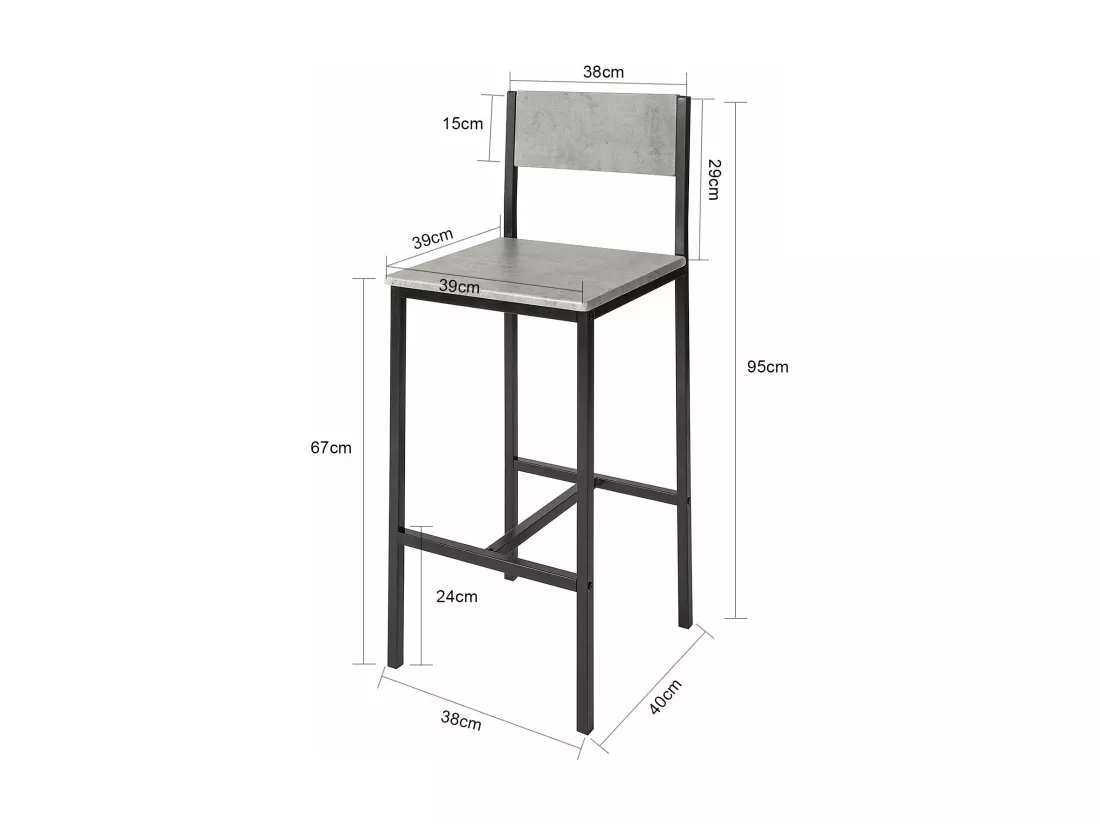 Lot de 2 Chaises Hautes Tabourets de Bar Cuisine Chaises de Bar avec Repose-Pieds,SoBuy FST53-HGx2