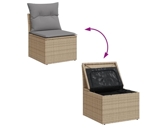 VIDAXL - Salon extérieur Salon de jardin et coussins 10 pcs mélange beige résine tres...