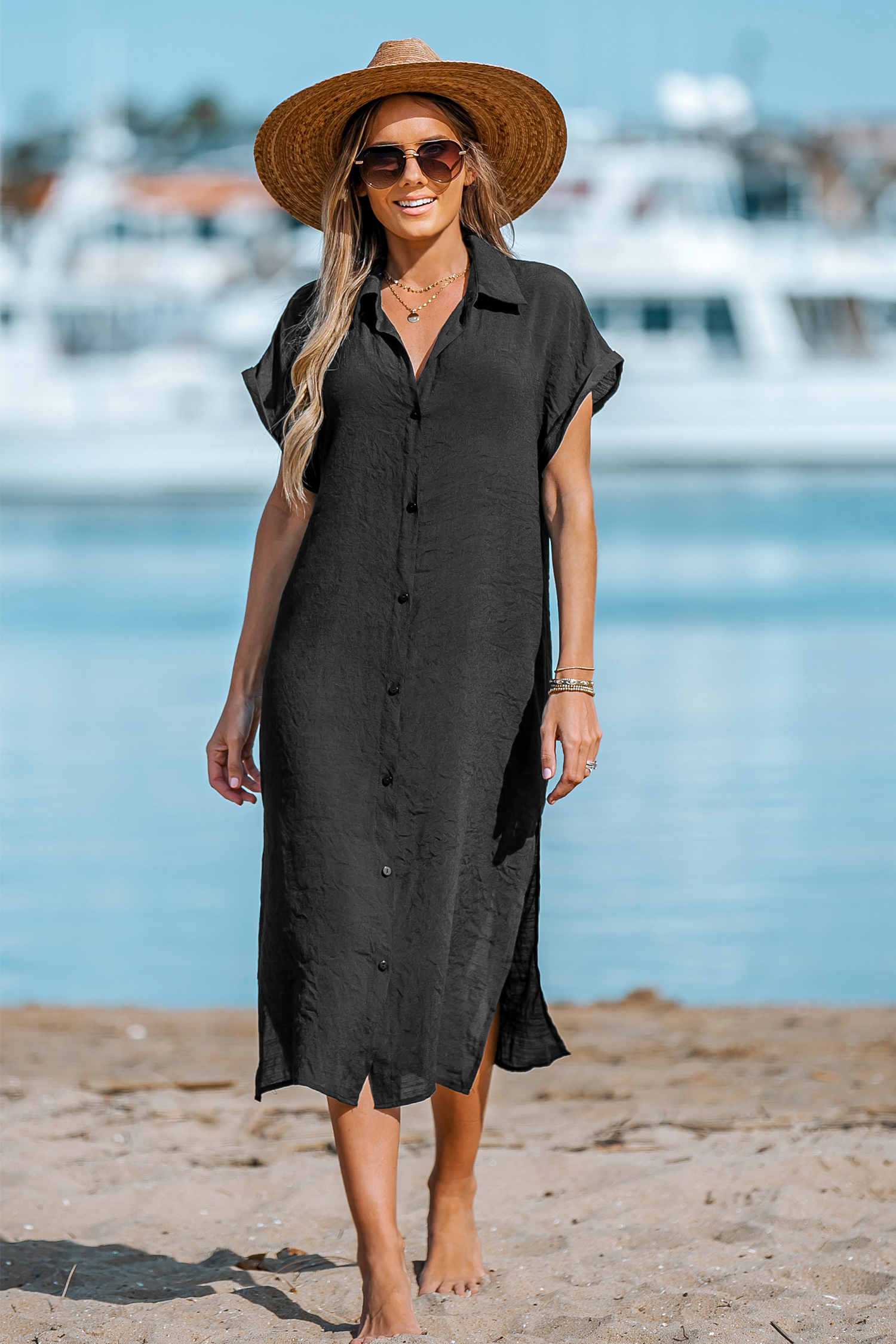 Robe chemise cover up à boutons
