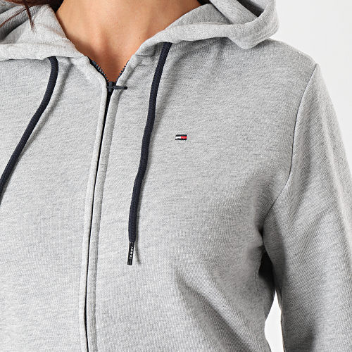Sweat Zippé Capuche Femme 00582 Gris Chiné