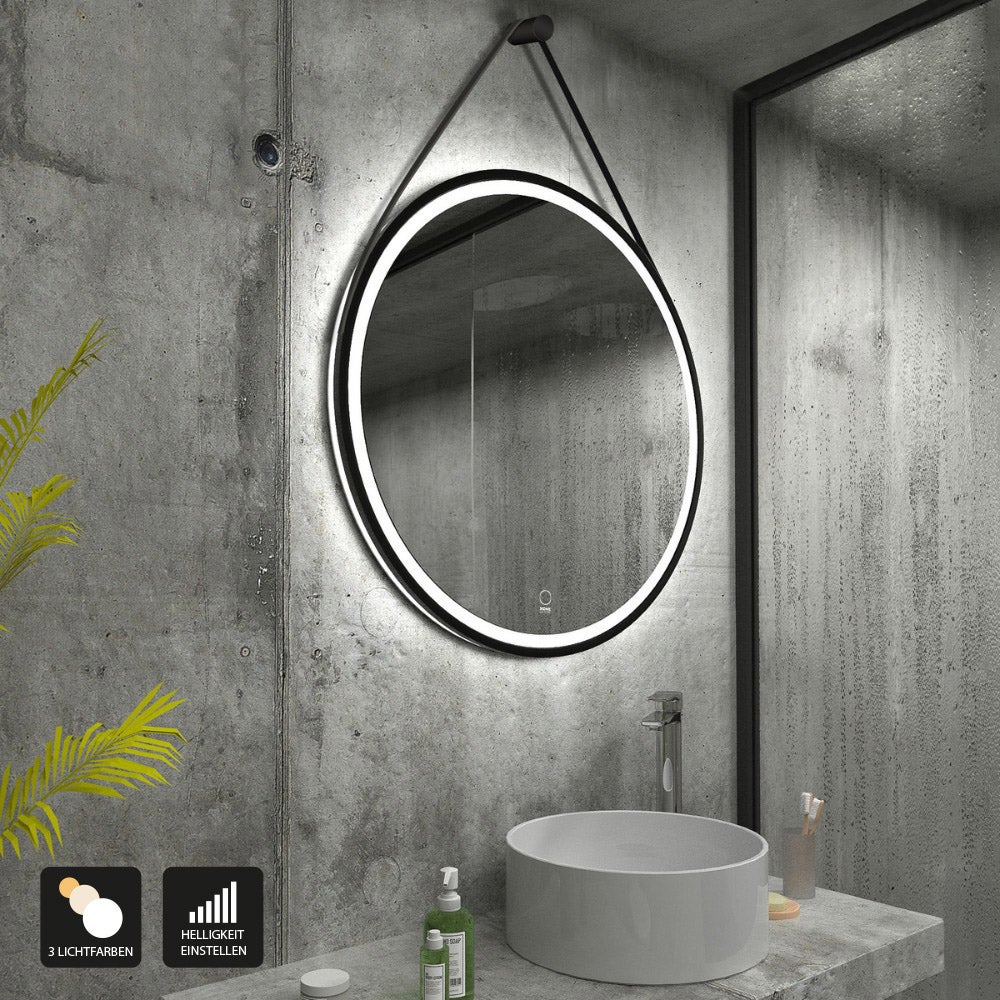Home Deluxe - FIANA LED Spiegel - 40 cm - Rond - 3 verschillende lichtkleuren - Anti-condens systeem - Totaal vermogen 38 watt | Wandspiegel, badkamerspiegel