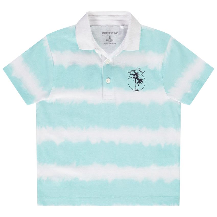 Polo manches courtes en jersey rayé tie and dye pour garçon - Bleu