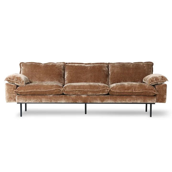 HKliving - Retro Sofa, 4-Sitzer, Samt Cord, aged gold