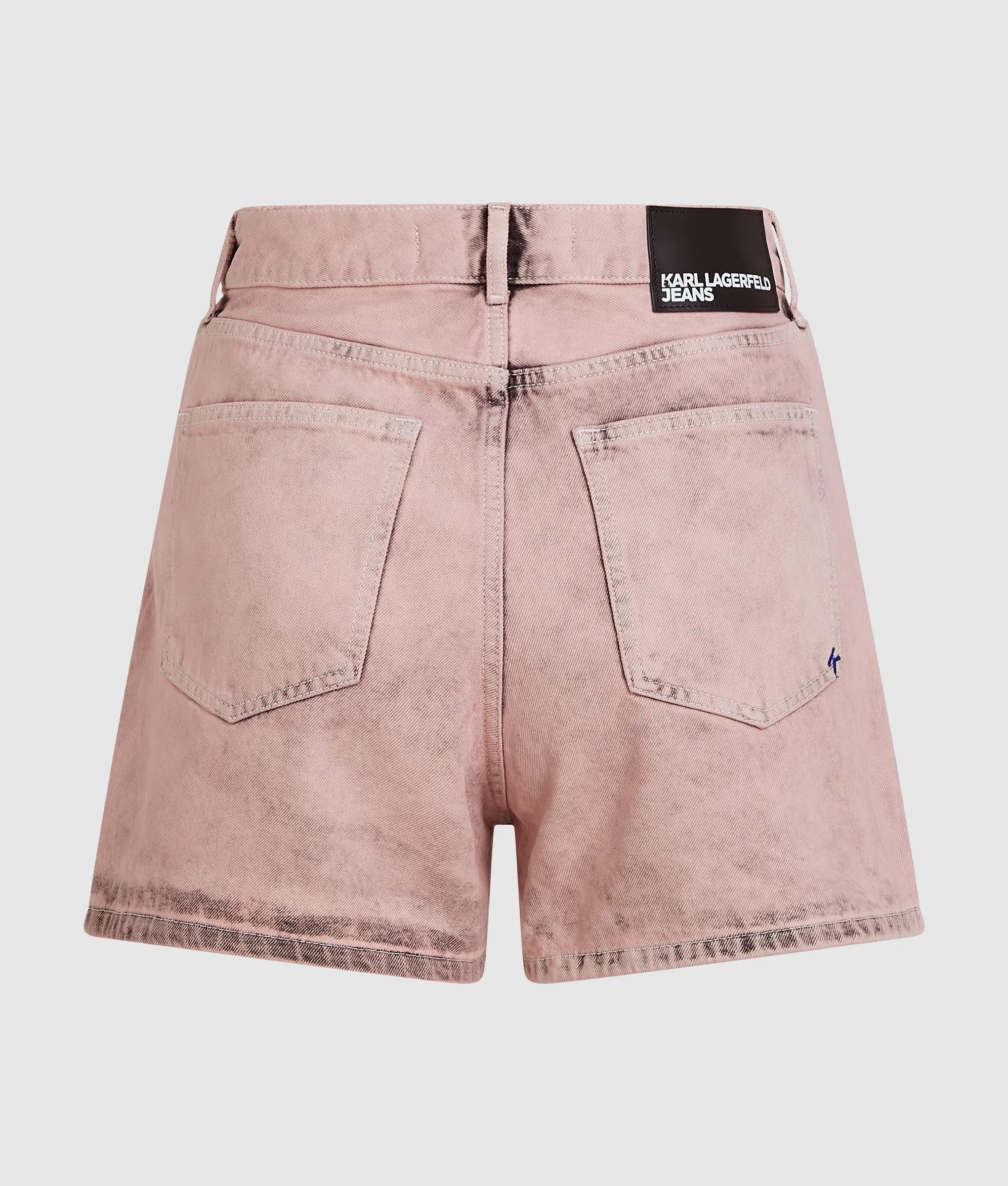 Denim shorts met hoge taille en opdruk