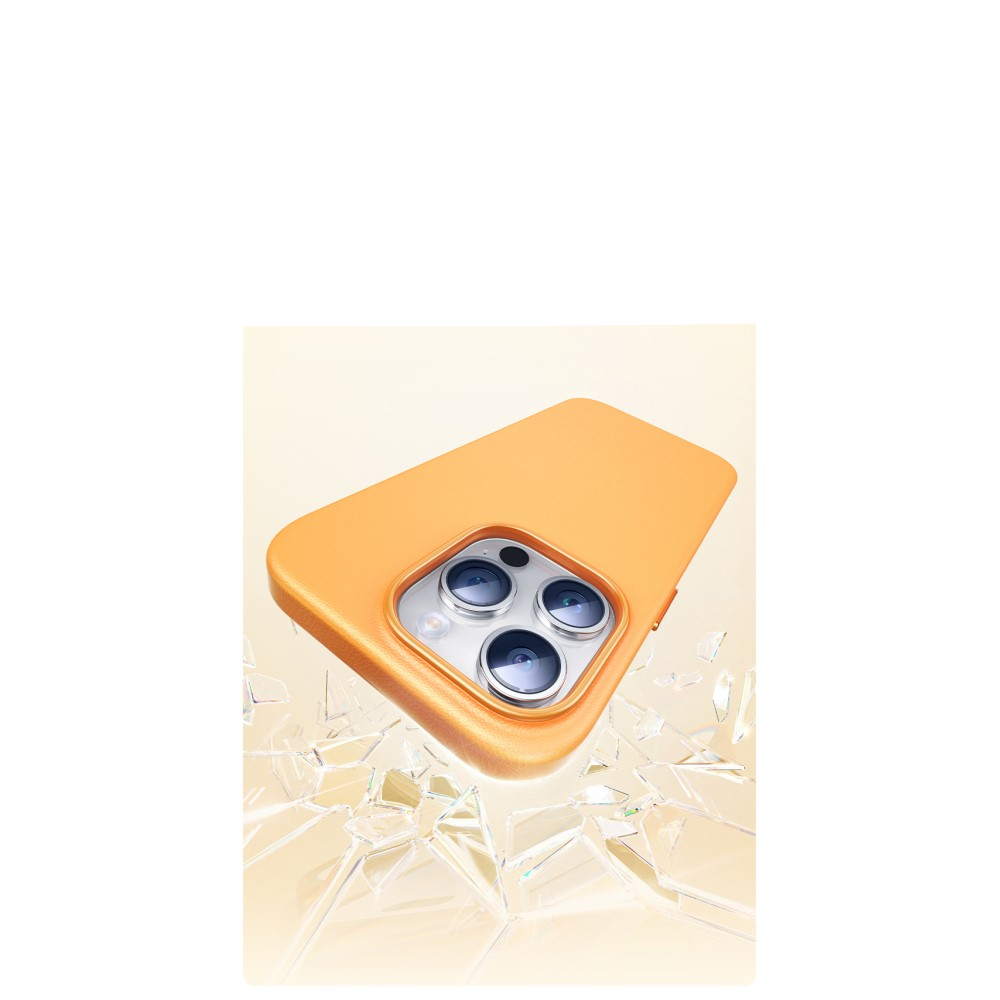 iPhone 15 Pro Leder Hardcase Schutzhülle - Schwarz
