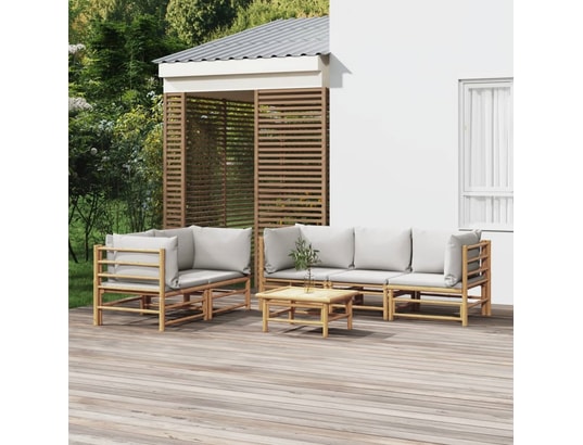 LES TENDANCES - Salon extérieur Salon de jardin-gris-5 places-55x65x30-490635