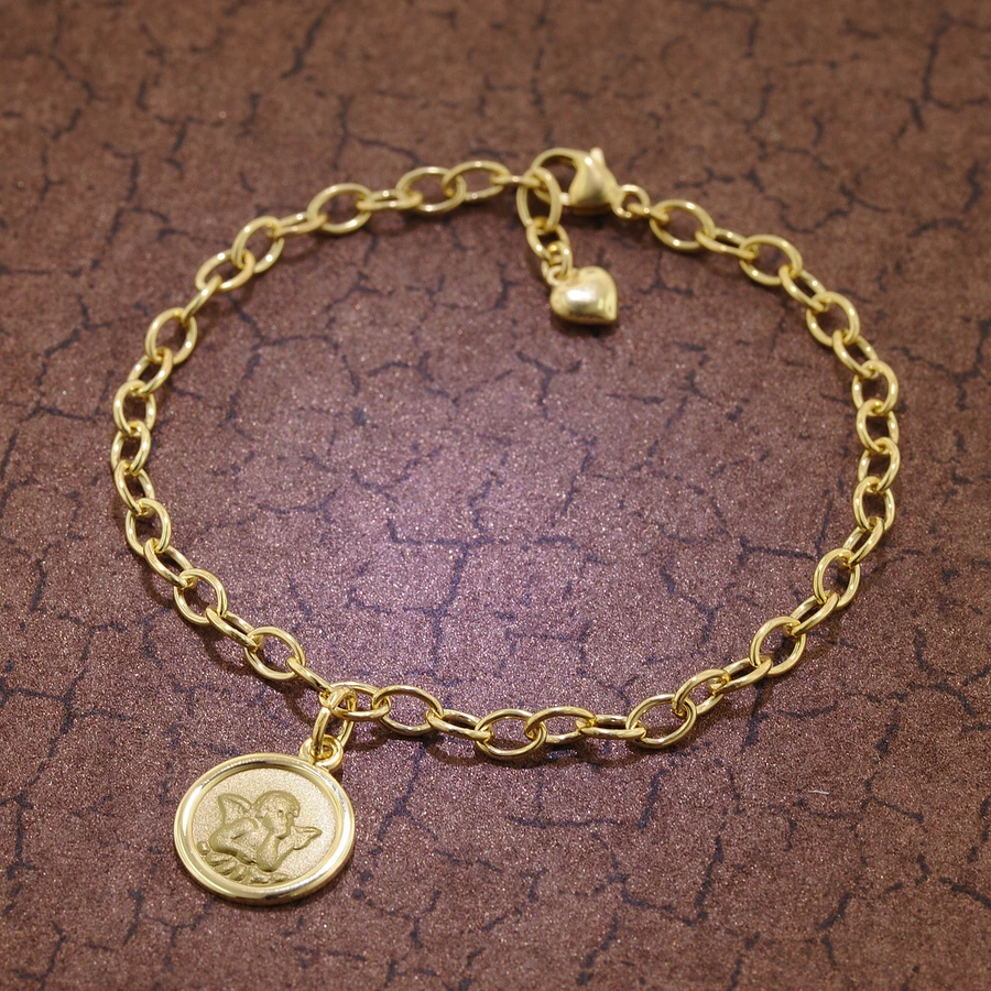 trendor Armband mit Engel-Anhänger 925 Silber Goldplattiert 17 cm gold