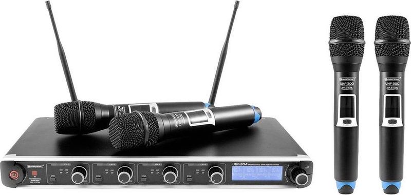 Omnitronic UHF-304 4-kanaals draadloos microfoonsysteem