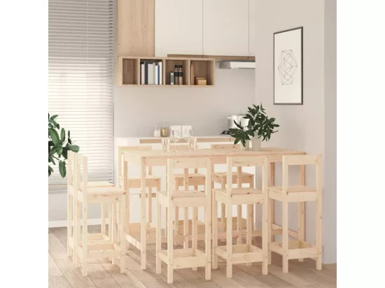 Ensemble de bar 9 pcs Bois de pin massif