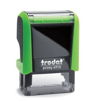TRODAT Printy 4910 - Tampon personnalisable avec 2 lignes de texte - zone d'impression 26 X 9 MM - vert
