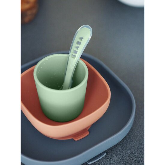 Set Vaisselle Silicone 4 pièces   Mineral        de               Béaba