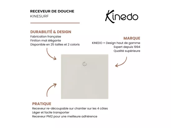 Receveur KINEDO Kinesurf Nova 140X90 blanc mat
