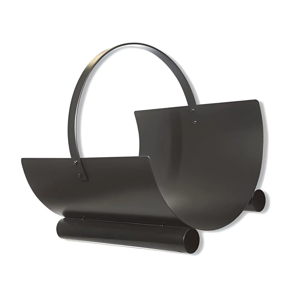 visiodirect Panier à bûches Fer forgé - Noir