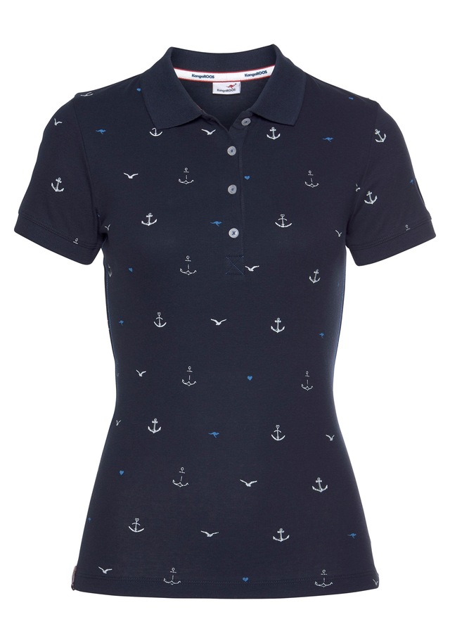 KangaROOS Poloshirt , Kurzarm,  sehr figurbetont,  mit Allover-Druck,  aus 100% Baumwolle