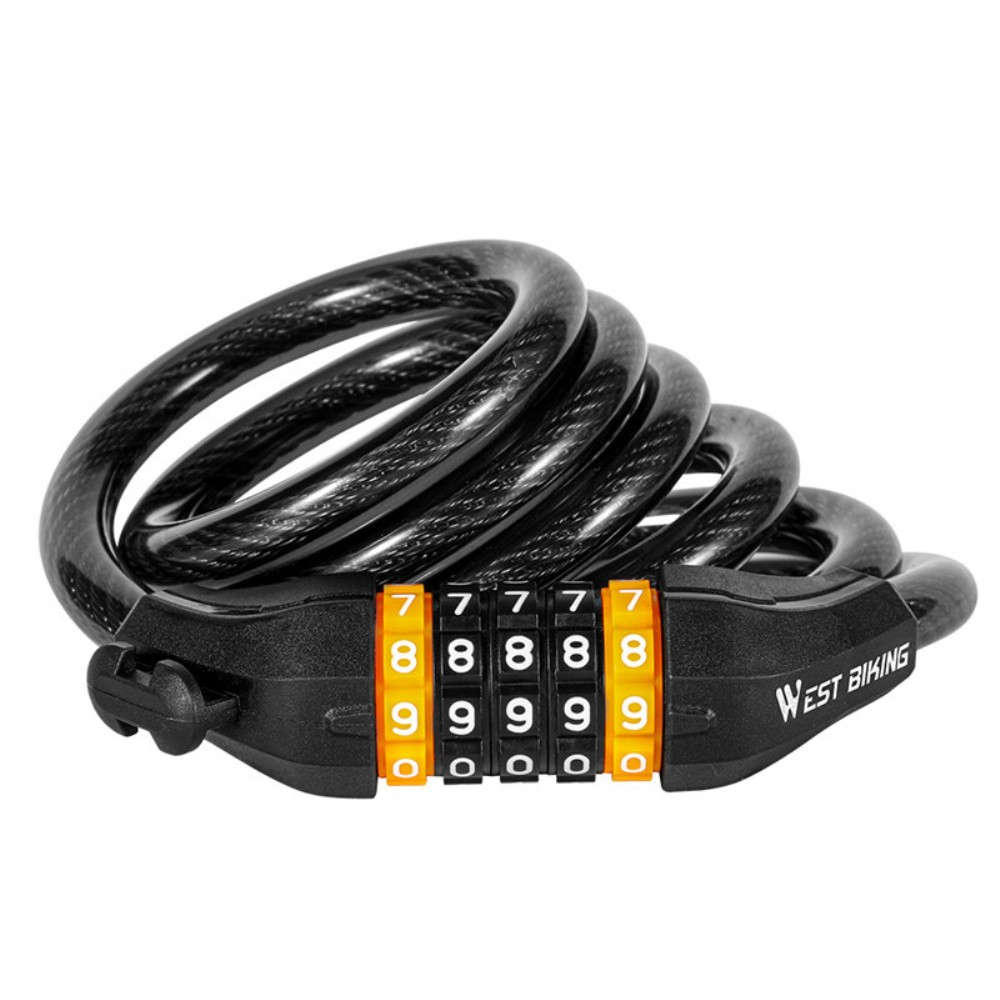 (2-tlg. Set) 5-Stelliges Code Fahrradschloss Velo Zahlenschloss   Halterung - Schwarz